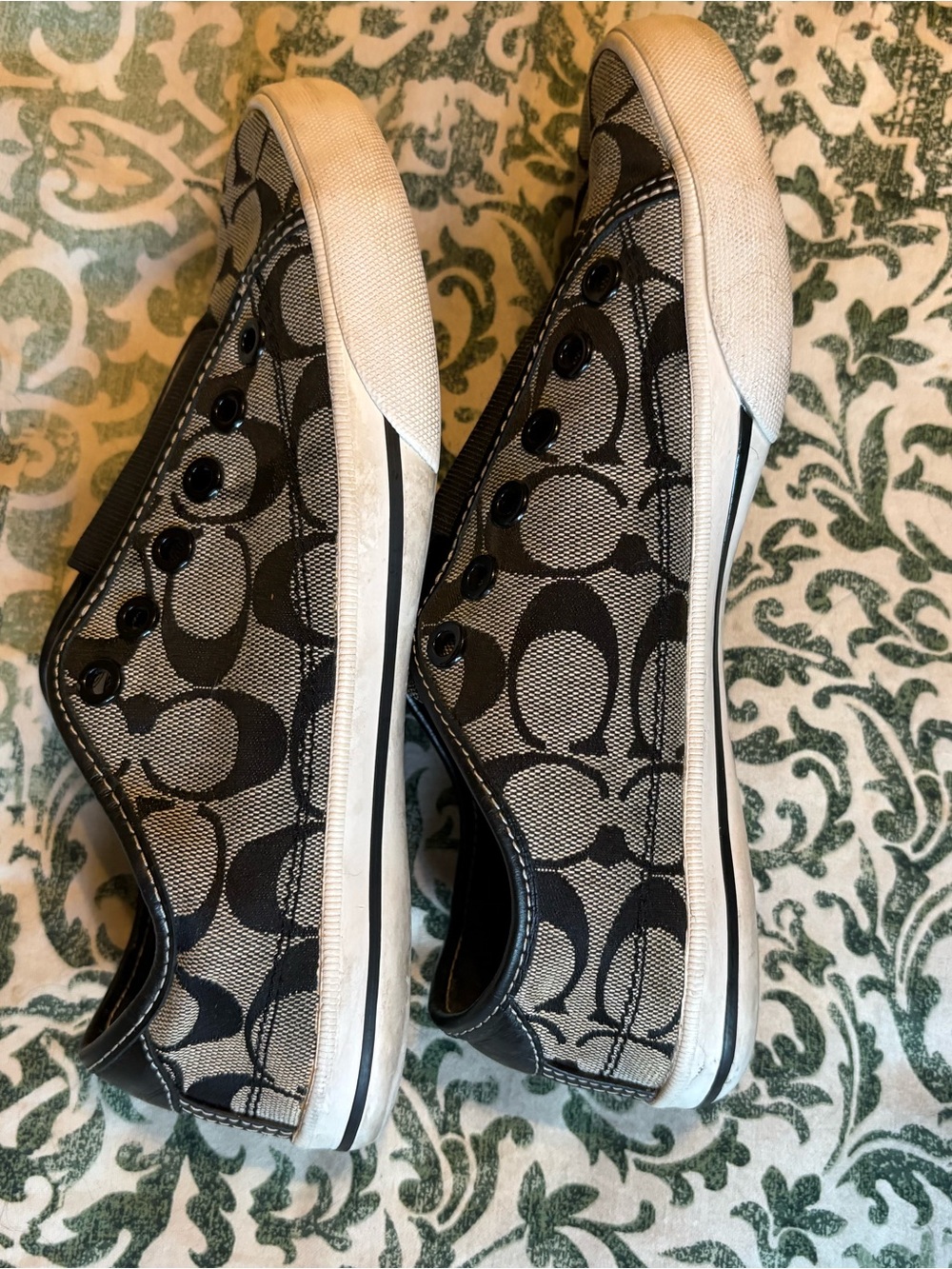 Coach Monogram Slip-On Sneakers in Black and Gray - Picture 3 of 5